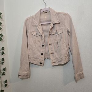 Free People Light Pink Jean Jacket